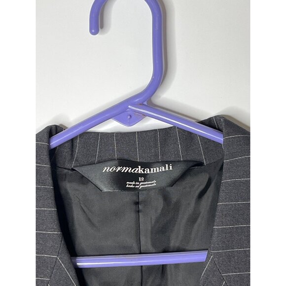 Norma Kamali Gray Pinstripe Business Blazer Pockets LIghtweight Size 12 - Picture 3 of 9